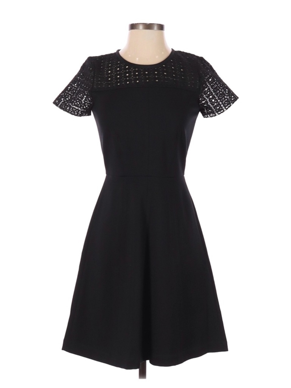 J. Crew Black Crochet Yoke A-Line Dress